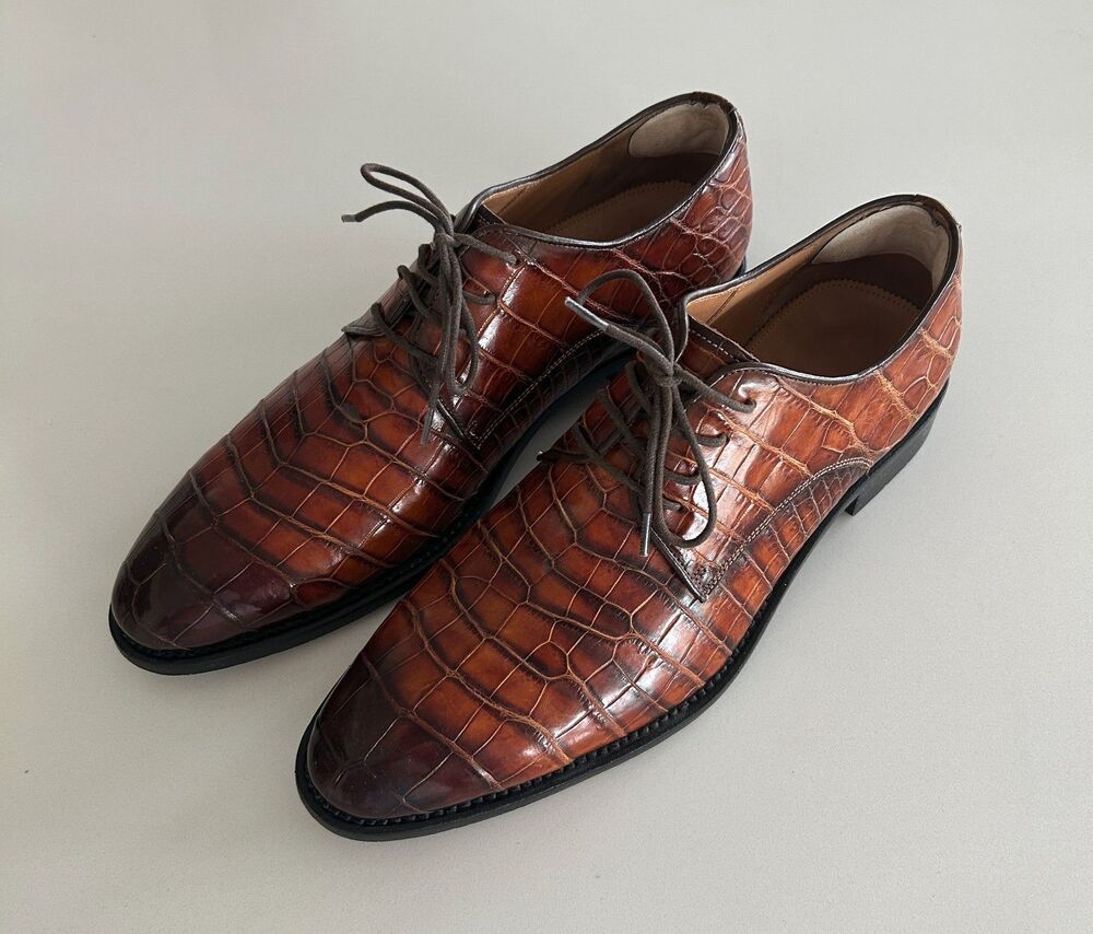 Men's Genuine Nile Crocodile Oxford Dress Shoes Brown Size 42 (US 9)